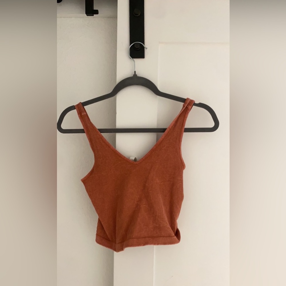 Dark tan tank top v neck